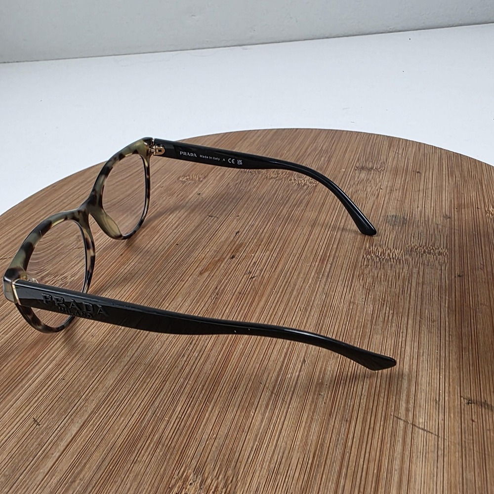 Prada VPR 05W Sunglasses Womens 53-19 Black Tortoise Cat Eye Clear Plastic Italy - Picture 4 of 11